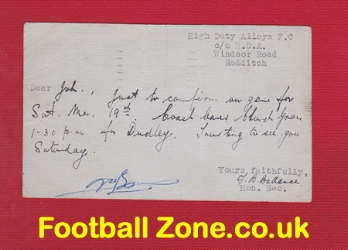 Players Conformation Post Card High Duty Alloys FC 1949