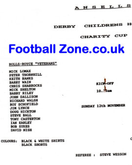 Rolls Royce Veterans v Derby County All Stars 1989