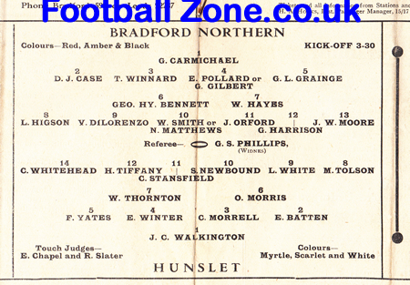 Bradford Northern Rugby v Hunslet 1938 – 1930s Rugby Programme