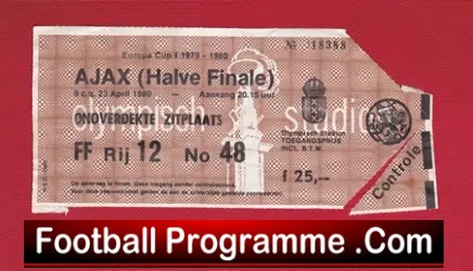 Ajax v Nottingham Forest 1980 – European Cup SF Ticket