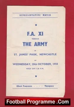 Army v FA XI 1958 – at Newcastle + Brian Clough