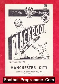 Blackpool v Manchester City 1951 - football programme