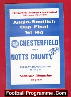 Chesterfield v Notts County 1981 – Anglo Scottish Cup Final