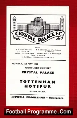 Crystal Palace v Tottenham 1960 – Scarce Friendly Match