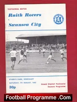 Donald Urquhart Testimonial Benefit Game Raith Rovers 1982 - football programme