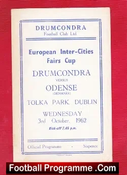 Drumcondra v Odense 1962 – Ireland Fairs Cup Dublin