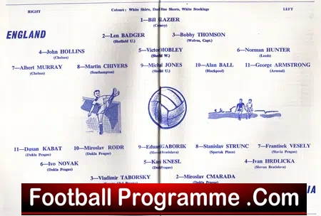 England v Czechoslovakia 1965 – U23 at Leeds + Norman Hunter