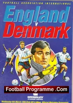 England v Denmark 1994 - football programme
