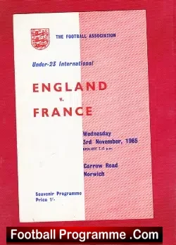 England v France 1965 – U23 at Norwich + Norman Hunter
