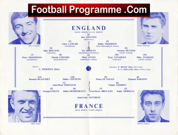 England v France 1965 – U23 at Norwich City + Alex Stepney