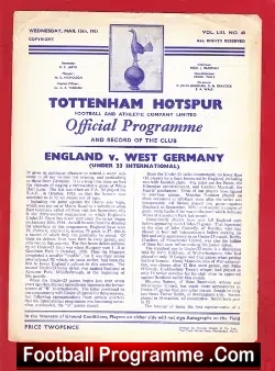 England v Germany 1961 – Under 23 International Bobby Moore