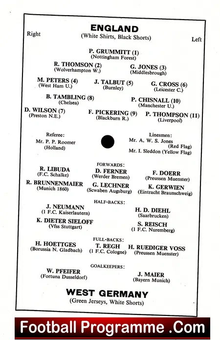 England v Germany 1963 – U23 at Liverpool + Martin Peters