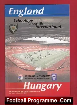 England v Hungary 1998 – Schoolboy U15 Signed Bobby Charlton