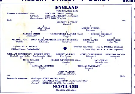 England v Scotland 1959 - Schools at Derby + Chris Lawler