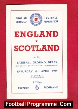 England v Scotland 1959 - Schools at Derby + Chris Lawler - football programme