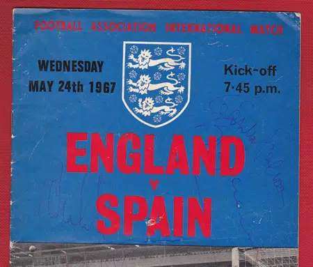 England v Spain 1967 – Multi Autographed Signed