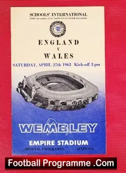 England v Wales 1963 - Schools at Wembley - football programme