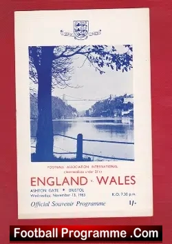 England v Wales 1963 - Under 23 at Bristol + Alan Durban - football programme