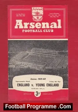 England v Young England 1960 – at Arsenal + Bobby Charlton