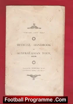 England + Wales Rugby Tour of Australia Handbook 1914 - Antique - sports memorabilia