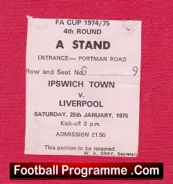 Ipswich Town v Liverpool 1975 – Football Ticket