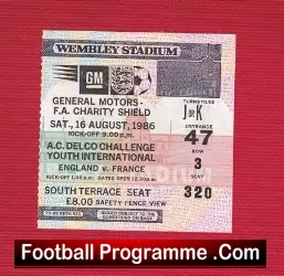 Liverpool v Everton 1986 – Charity Shield Football Ticket