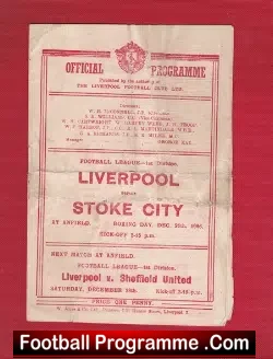 Liverpool v Stoke City 1946 – An Old Programme