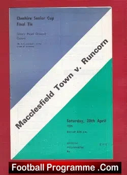 Macclesfield Town v Runcorn 1974 - Senior Cup Final - football programme