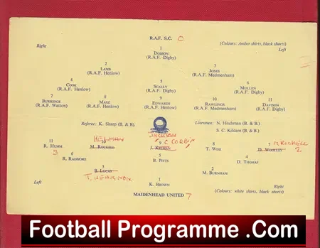 Maidenhead United v Royal Air Force RAF Signals 1964 – Command