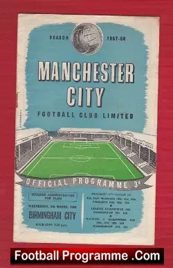 Manchester City v Birmingham City 1958 - Replay - football programme