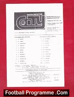Manchester City v Blackburn Rovers 1985 - Reserves Match - football programme