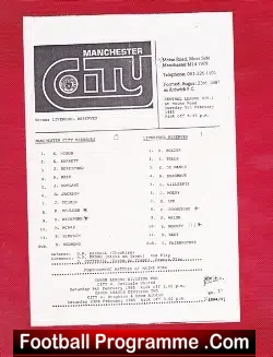 Manchester City v Liverpool 1985 - Reserves Match - football programme