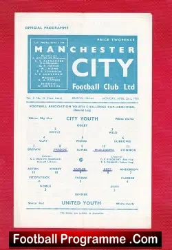 Manchester City v Manchester United 1964 Youth Semi George Best - football programme