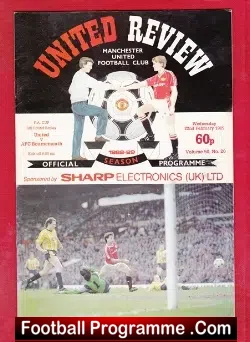 Manchester United v Bournemouth 1989 - SPELLING - football programme