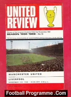 Manchester United v Liverpool 1968 - football programme