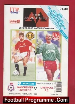 Manchester United v Liverpool 1991 - ITV Sport Issue - football programme