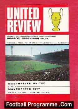 Manchester United v Manchester City 1969 - football programme
