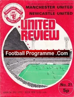 Manchester United v Newcastle United 1973 - football programme