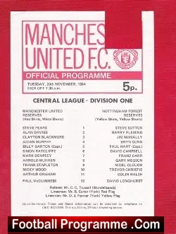 Manchester United v Nottingham Forest 1984 – Reserves