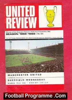 Manchester United v Sheffield Wednesday 1969 - football programme
