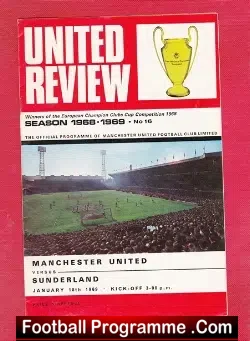 Manchester United v Sunderland 1969 - football programme
