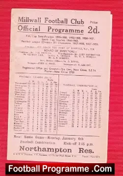 Millwall v Bradford 1947 – 1940s Football Programme