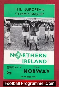 Northern Ireland v Norway 1975 - football programme