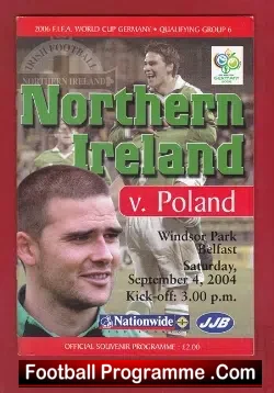 Northern Ireland v Poland 2004 - football programme