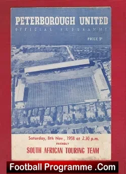 Peterborough United v South Africa Touring Team 1958 - 58 - football programme