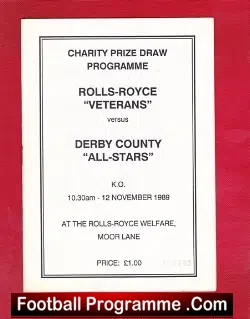 Rolls Royce Veterans v Derby County All Stars 1989