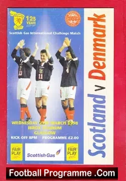 Scotland v Denmark 1998 - football programme
