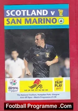 Scotland v San Marino 1995 - football programme