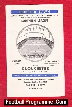 Southern League v Gloucester 1957 – at Bedford + Autographs