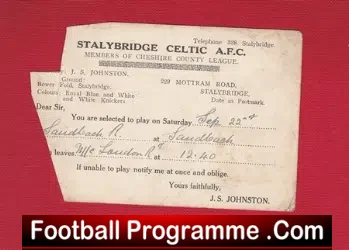 Stalybridge Celtic Football Club Player Selection Postcard 1923 - football memorabilia